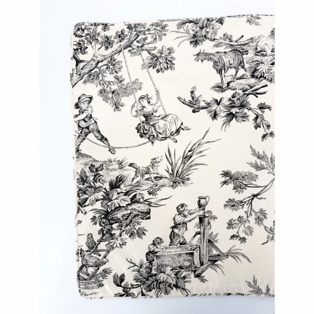 Set 2 Country Curtains French Country Toile Pillow Shams Standard Ivory/Black